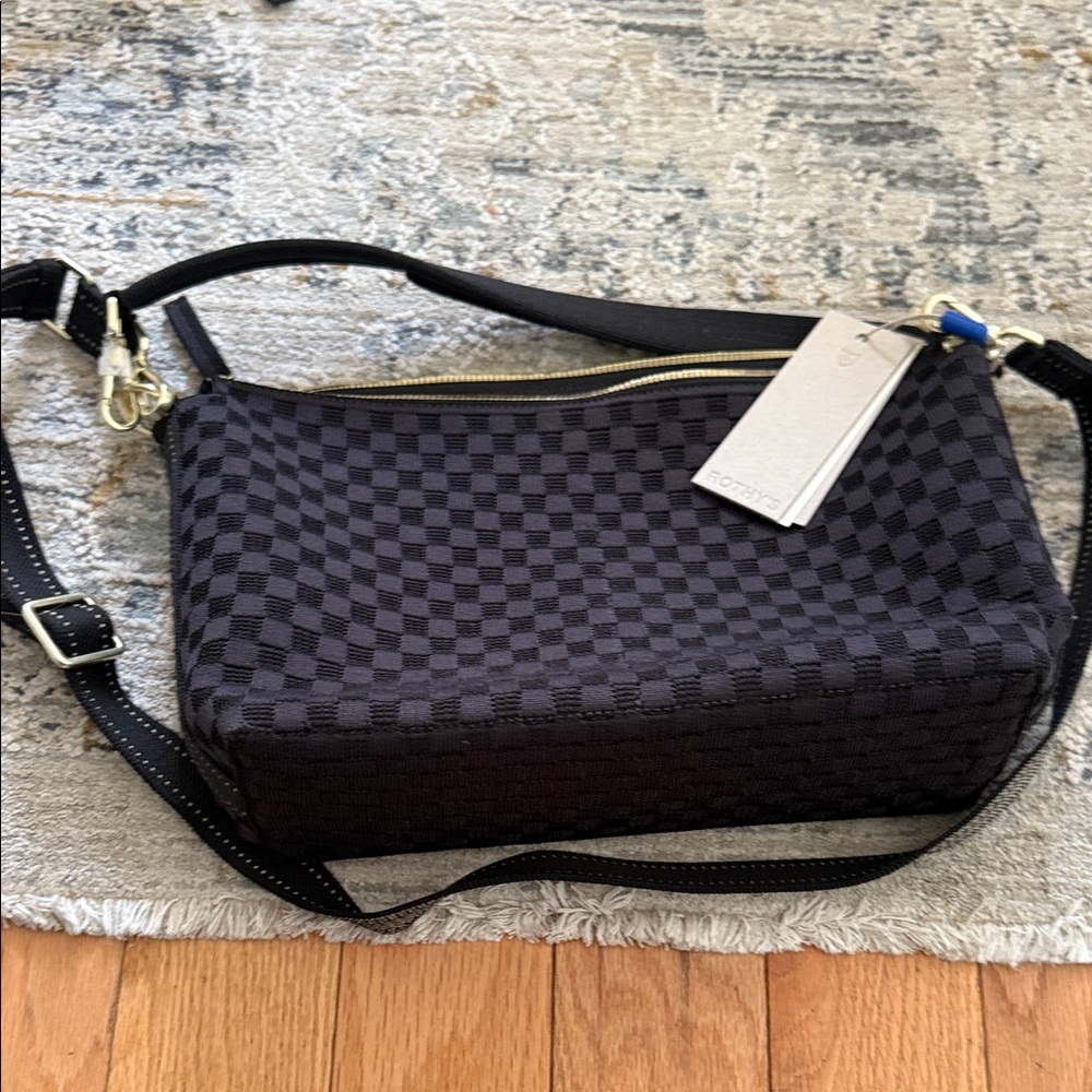 Rothy's Elegant Black Checkered Crossbody Bag